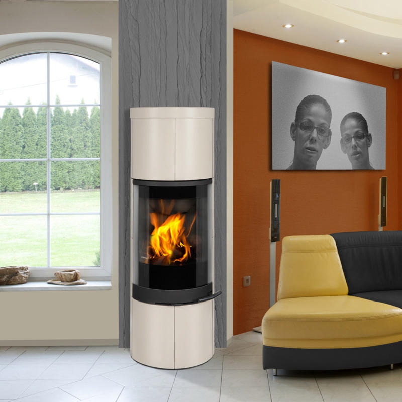 SORIA - Сория Цилиндрическая форма, керамические боковые стенки ROMOTOP камин-печи (Чехия)